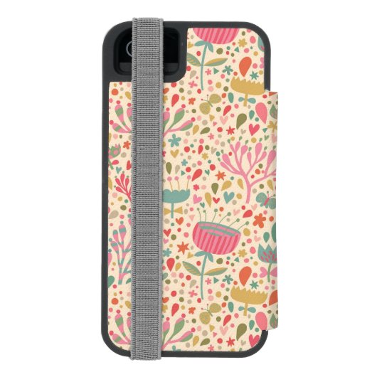 Helderbloempatroon Incipio iPhone Portemonnee Hoesje (Agenda Achterkant)