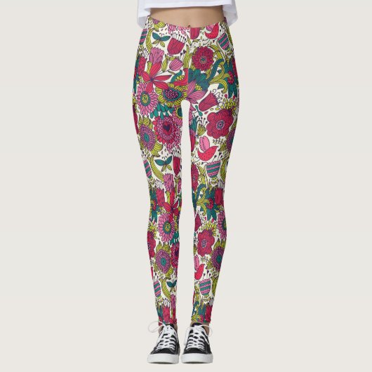 Helderbloempatroon Leggings (Voorkant)
