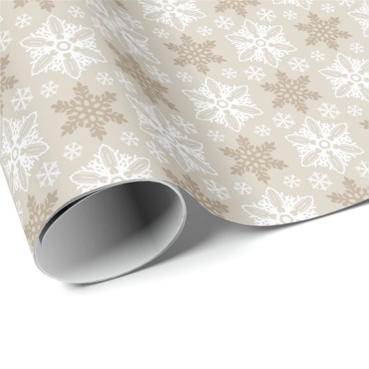 Helderbruin-Tan Winter White Snowflake Pattern Cadeaupapier (Rol Hoek)