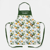 Helderbruine citrusvruchten en bloembladeren, chef schort (Voorkant)