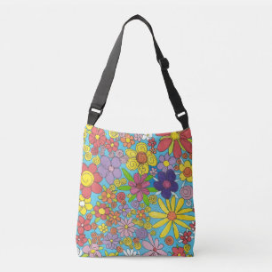 Helderdwerkende bloemen over schoudertas crossbody tas
