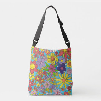 Helderdwerkende bloemen over schoudertas crossbody tas