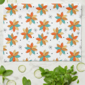 Heldere Abstracte bloemen Mid Century Pattern Theedoek (Gevouwen)