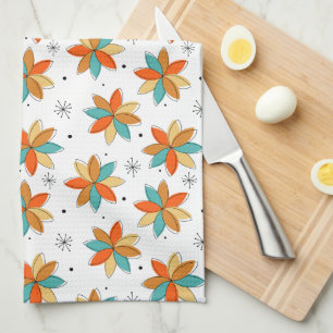 Heldere Abstracte bloemen Mid Century Pattern Theedoek
