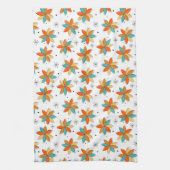Heldere Abstracte bloemen Mid Century Pattern Theedoek (Verticaal)