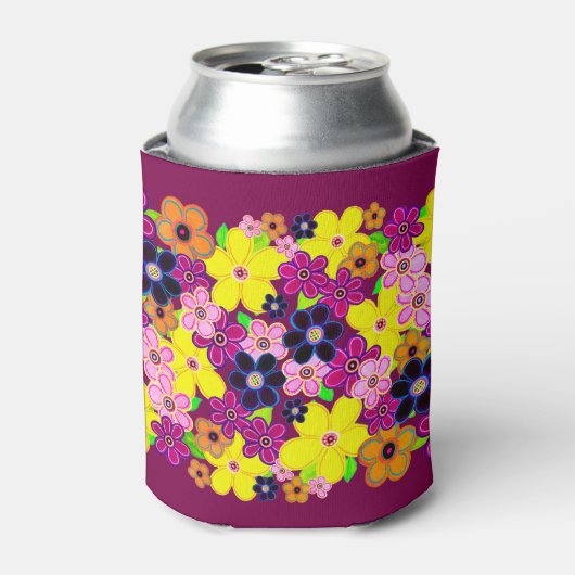 Heldere Abstracte bloemkunst Blikjeskoeler (Blikje Voorkant)