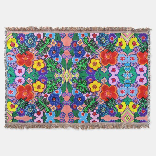 Heldere Abstracte bloemkunst Deken (Voorkant)