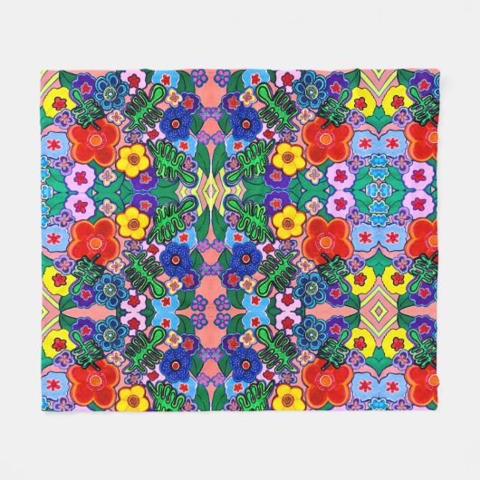 Heldere Abstracte bloemkunst Fleece Deken (Voorkant (Horizontaal))