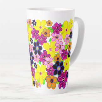 Heldere Abstracte bloemkunst Latte Mok