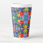 Heldere Abstracte bloemkunst Latte Mok (Voorkant)