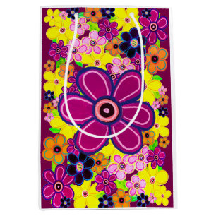 Heldere Abstracte bloemkunst Medium Cadeauzakje