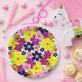 Heldere Abstracte bloemkunst Papieren Bordje (Feest)