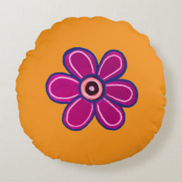 Heldere Abstracte bloemkunst Rond Kussen