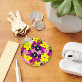 Heldere Abstracte bloemkunst Sleutelhanger