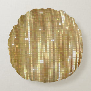 Heldere abstracte mozaïekgolden achtergrond met gl rond kussen