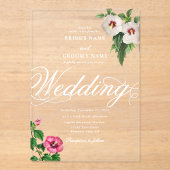 Heldere Acryl Tropische Hibiscus bruiloft Acryl Uitnodigingen (Voorkant)