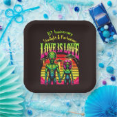 Heldere aliens in liefde onder de hemel papieren bordje (Feest)