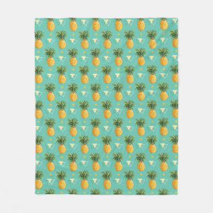 Heldere ananassen op het geometrische patroon fleece deken