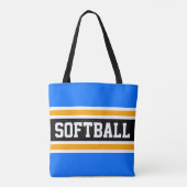 Heldere Athletic Blue Zwart Geel SOFTBALL Stripes Draagtas (Achterkant)