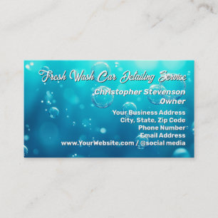 Heldere bellen Blauwe Water Auto Detailing Reinigi Visitekaartje