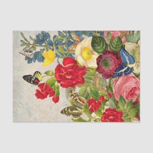 Heldere Big Flowers en Butterflies Tissuepapier (Voorkant)