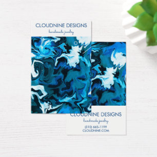 Heldere blauw schilderende zirls die Ketting juwel Visitekaartje