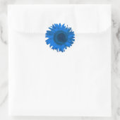 Heldere blauwe en witte Pop zonnebloem Ronde Sticker (Tas)