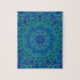 Heldere blauwe mandala paisley puzzel