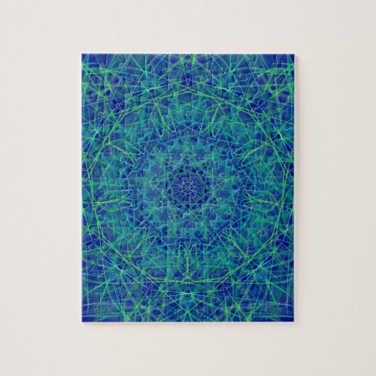 Heldere blauwe mandala paisley puzzel legpuzzel (Verticaal)
