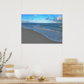 Heldere blauwe oceaan, strand en hemel poster (Keuken)