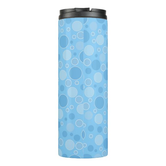 Heldere blauwe tinten met stippen in retro sixties thermosbeker (Achterkant)