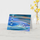 Heldere blauwe waterdruppels stromend kaart (Gele Bloem)