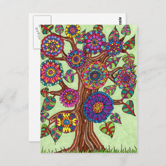 Heldere bloeiende levensstructuur briefkaart (Voorkant / Achterkant)