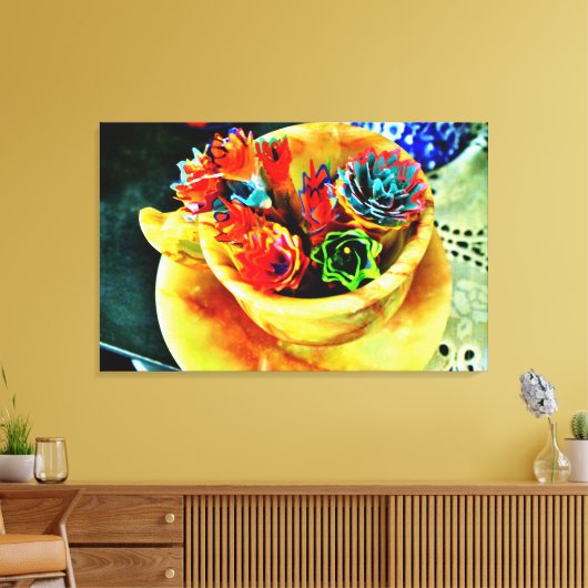 Heldere bloemen canvas afdruk (Insitu (Woonkamer))