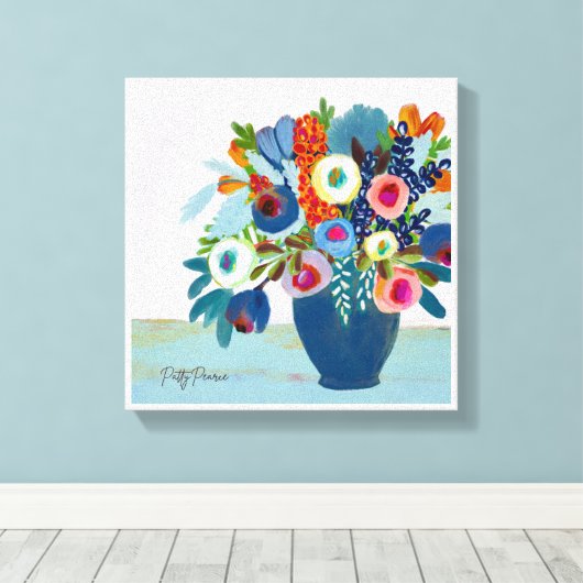 Heldere bloemen canvas afdruk (Insitu (Houten vloer))