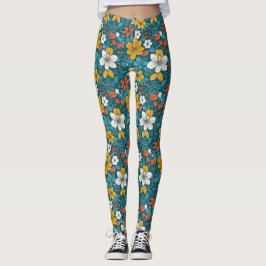 Heldere bloemen, donkere achtergrond leggings