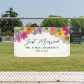 Heldere bloemen net getrouwd auto banner (Insitu)