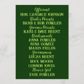 Heldere bloemen op diepste groene bruiloft programma (Achterkant)