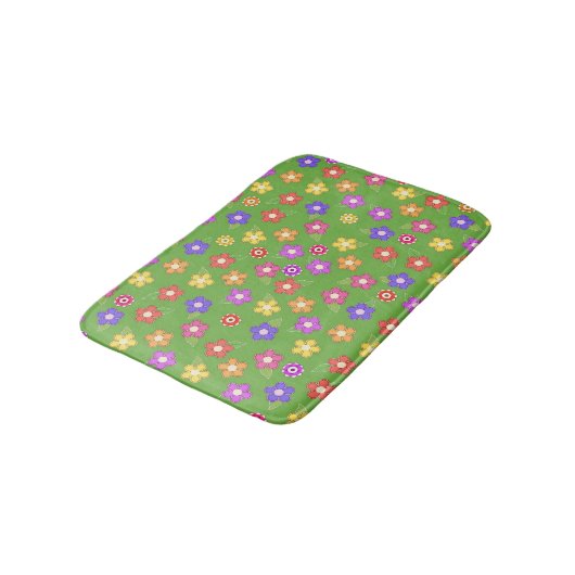 Heldere bloemen op groene bath Mat (Gekanteld)