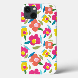 Heldere bloemen op wit iPhone 13 hoesje