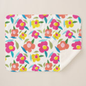 Heldere bloemen op wit sherpa deken (Voorkant (horizontaal))