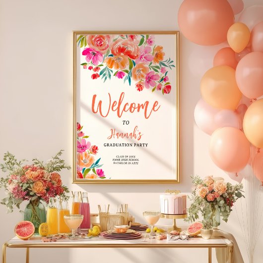 Heldere Bloemen Vet Handgeschilderd Afstuderen Wel Poster