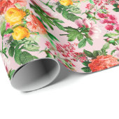 HELDERE BLOEMENBLOEI OP ROZE SIERKUSSEN CADEAUPAPIER (Rol Hoek)