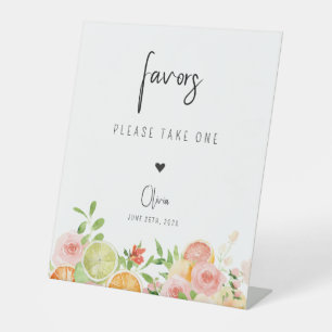 Heldere bloemencitrus Favorieten Sign gepersonalis Reclamebord Met Voetstuk