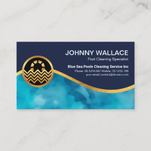 Heldere Blue Pool Water Gold Wave Swimpool  Visitekaartje
