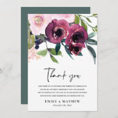 HELDERE BLUSH BOURGONDISCHE WATERVERF BLOEMENTROS BEDANKKAART (Voorkant / Achterkant)