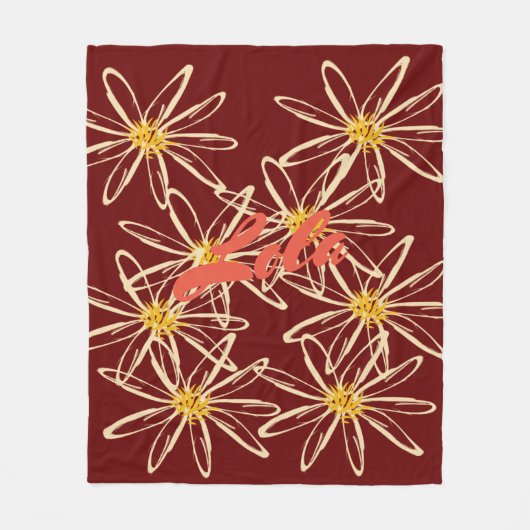 Heldere Bourgogne Rode Bloemen Fleece Deken (Voorkant)