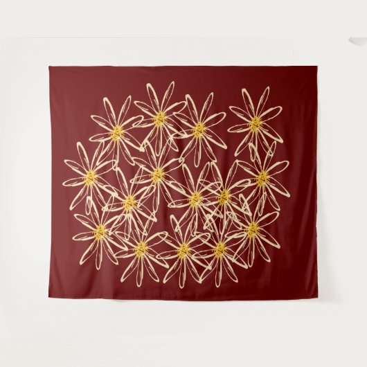 Heldere Bourgogne Rode Bloemen Wandkleed (Voorkant (horizontaal))