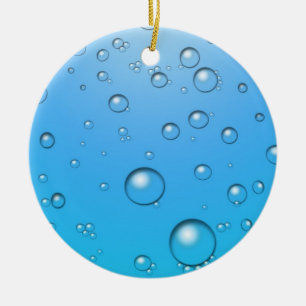 Heldere bubbels, blauw water keramisch ornament