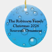 Heldere bubbels, blauw water keramisch ornament (Achterkant)